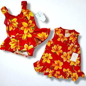 Banana Cabana Baby Girl 18M Hawaiian Swimsuit & Dress Set NWT Vintage Nordstrom